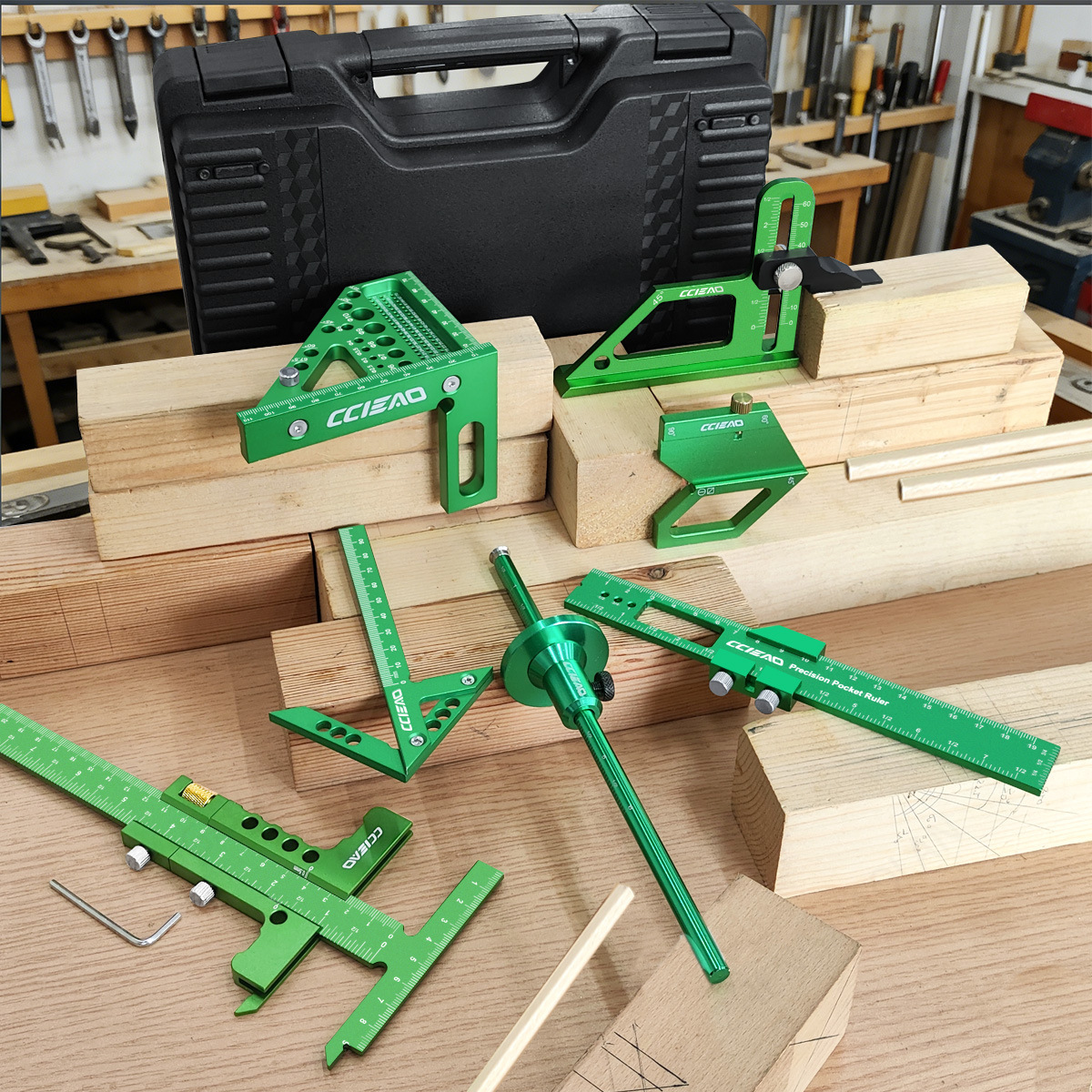 Woodworking Free Plans - Woodworking measuring tool kit with green