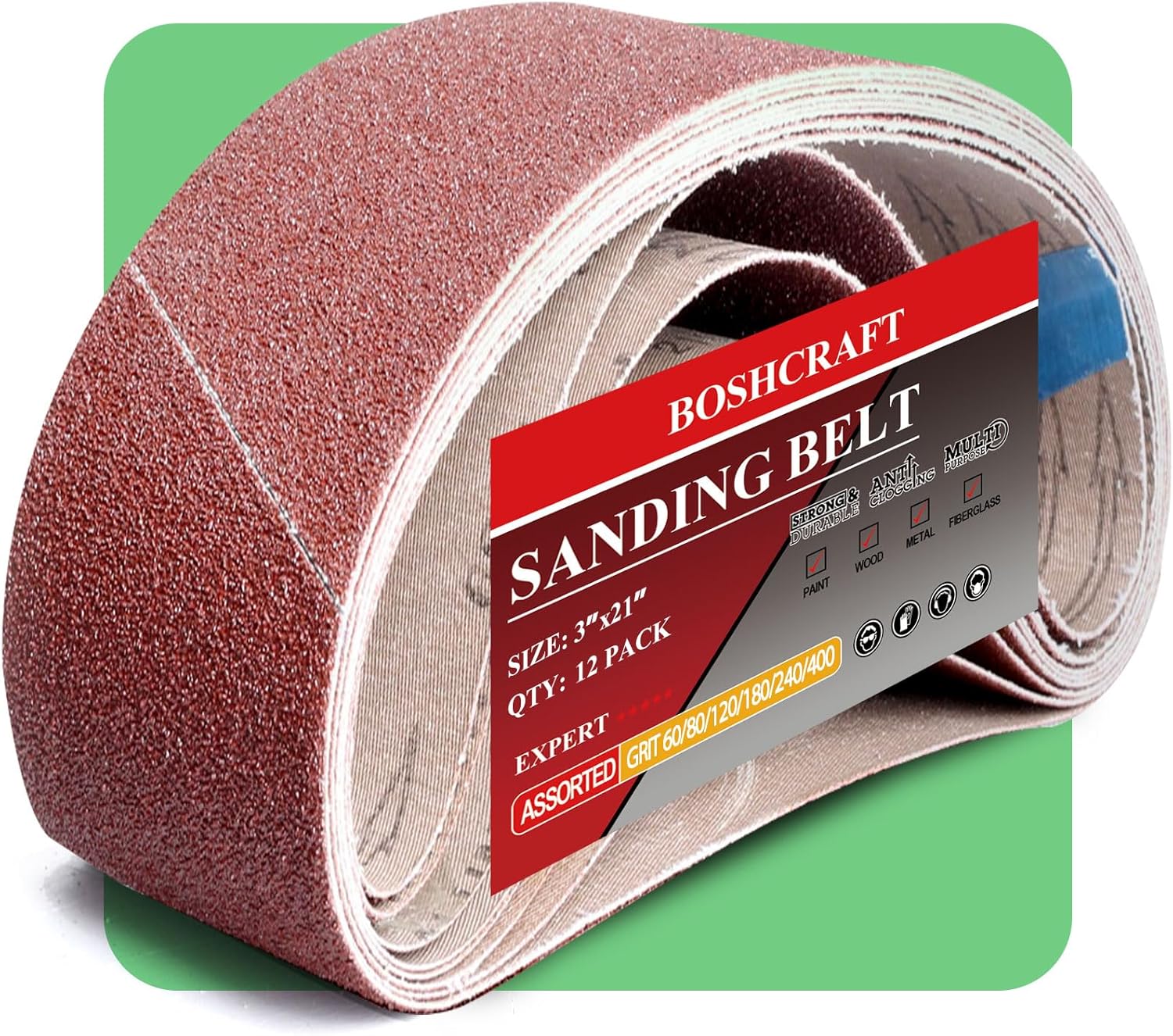 Woodworking Product - 21 Pack 3x21 Inch Sanding Belts