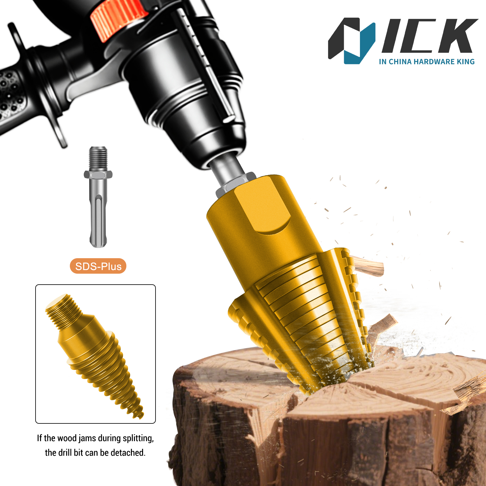 Woodworking Kerf - Firewood Splitting Drill Bit Two Piece