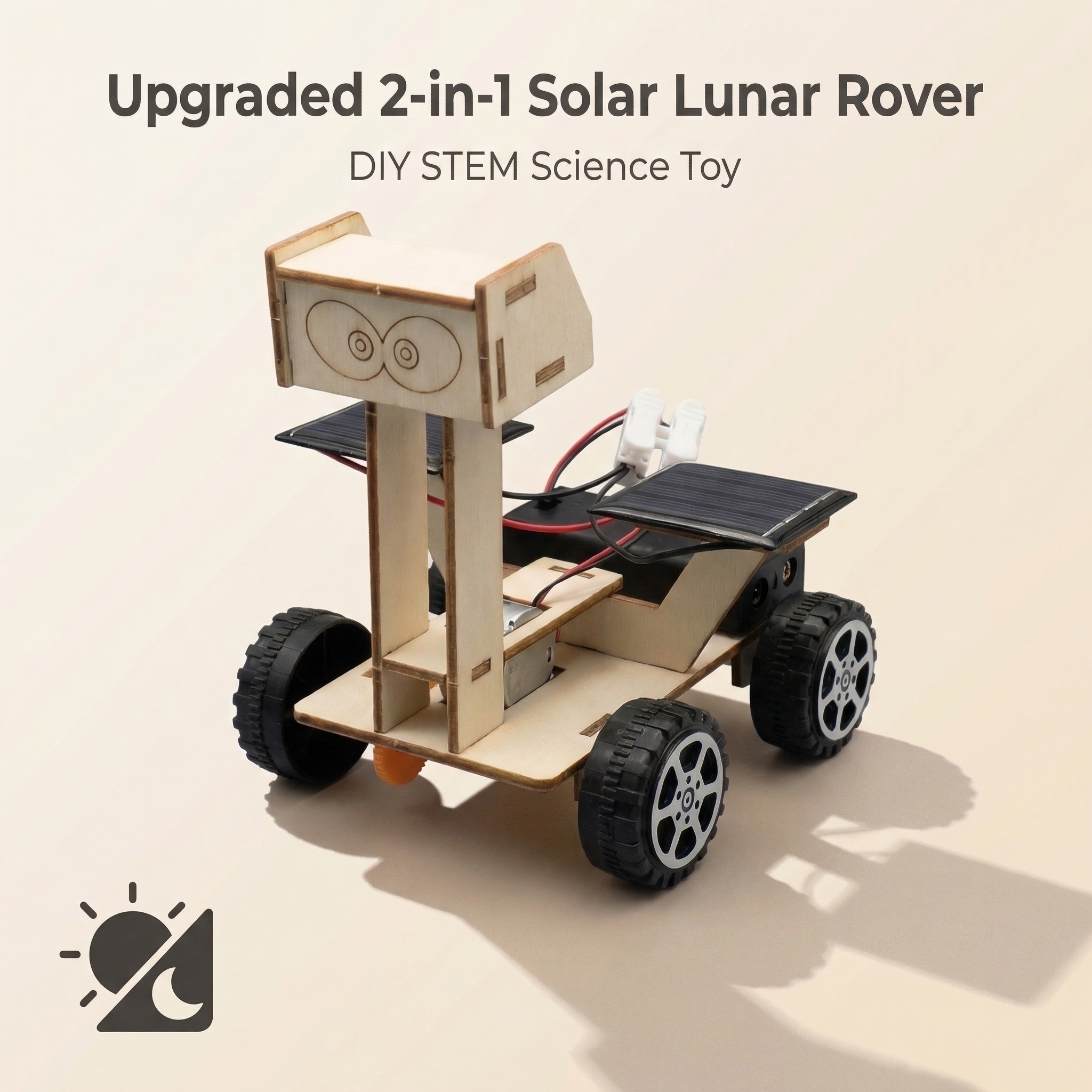 Woodworking Kits For Kids - Upgraded 2-in-1 STEM Solar Lunar Rover