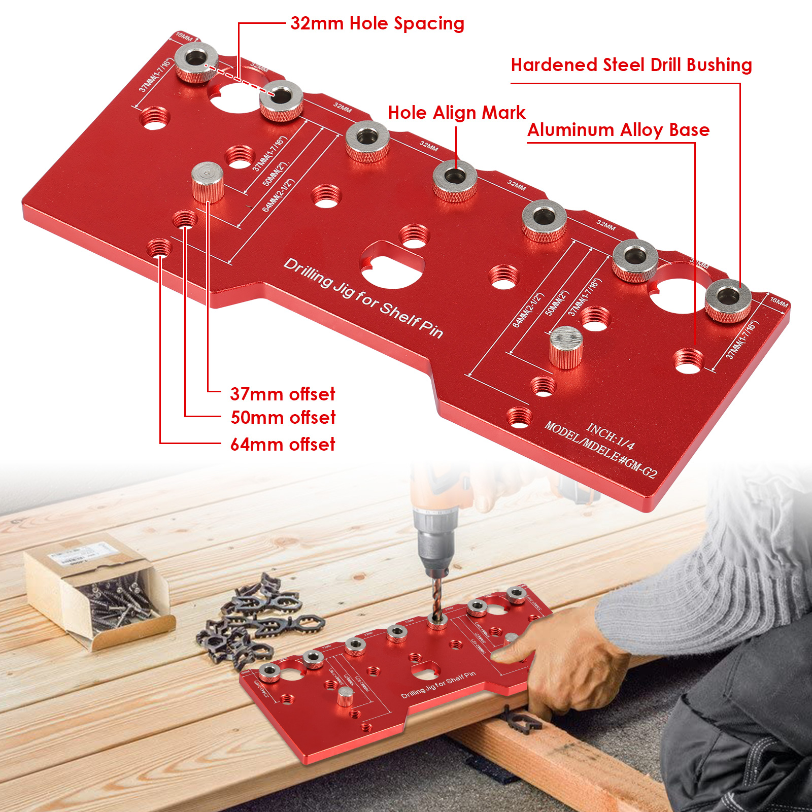 Shelf Pin Jig 1/4in Aluminum A – Woodworking Design Software recenzja i cena