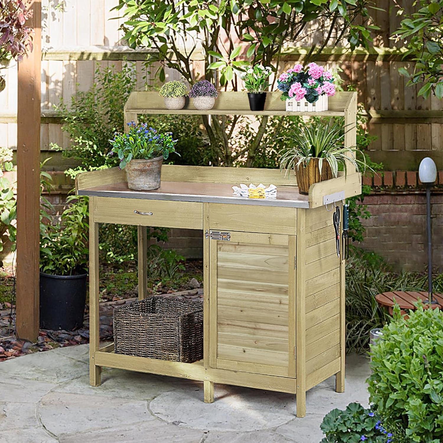 Outdoor Potting Bench Table, G – Woodworking Product recenzja i cena