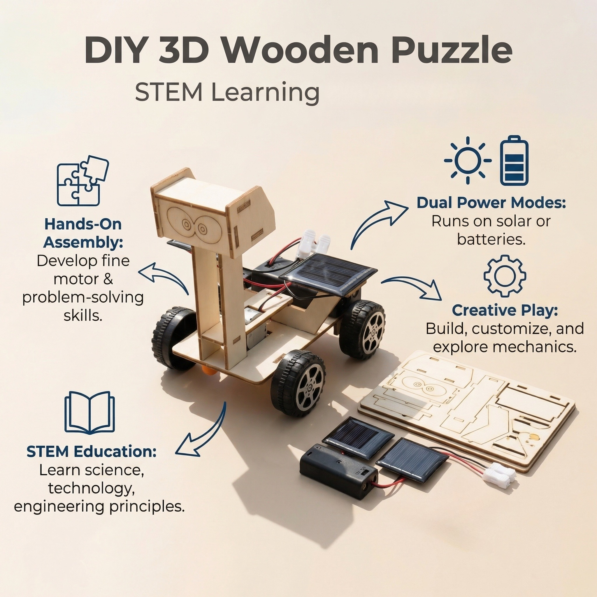 Upgraded 2-in-1 STEM Solar Lun – Woodworking Kits For Kids recenzja i cena