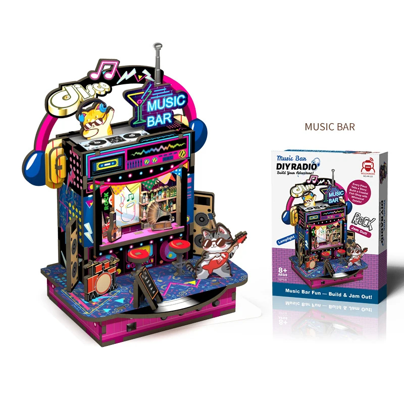 New Cute Bookstore Music Box   – Woodworking Kits For Kids recenzja i cena